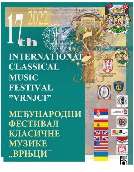 17. MEĐUNARODNI FESTIVAL KLASIČNE MUZIKE VRNjCI“, OD 25. DO 30 JULA 2022.