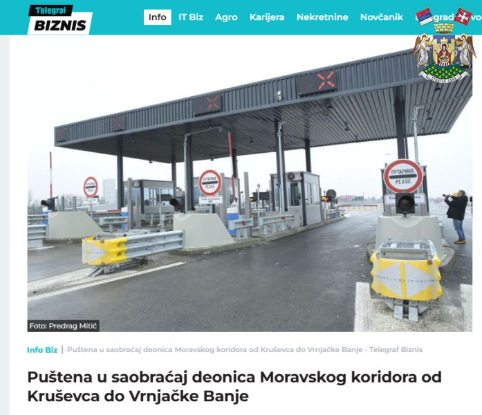 ПУШТЕНА У САОБРАЋАЈ ДЕОНИЦА МОРАВСКОГ КОРИДОРА ОД КРУШЕВЦА ДО ВРЊАЧКЕ БАЊЕ